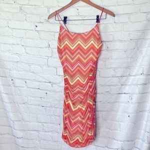 It’s Orange Red Chevron Tank Mesh Dress Size Large